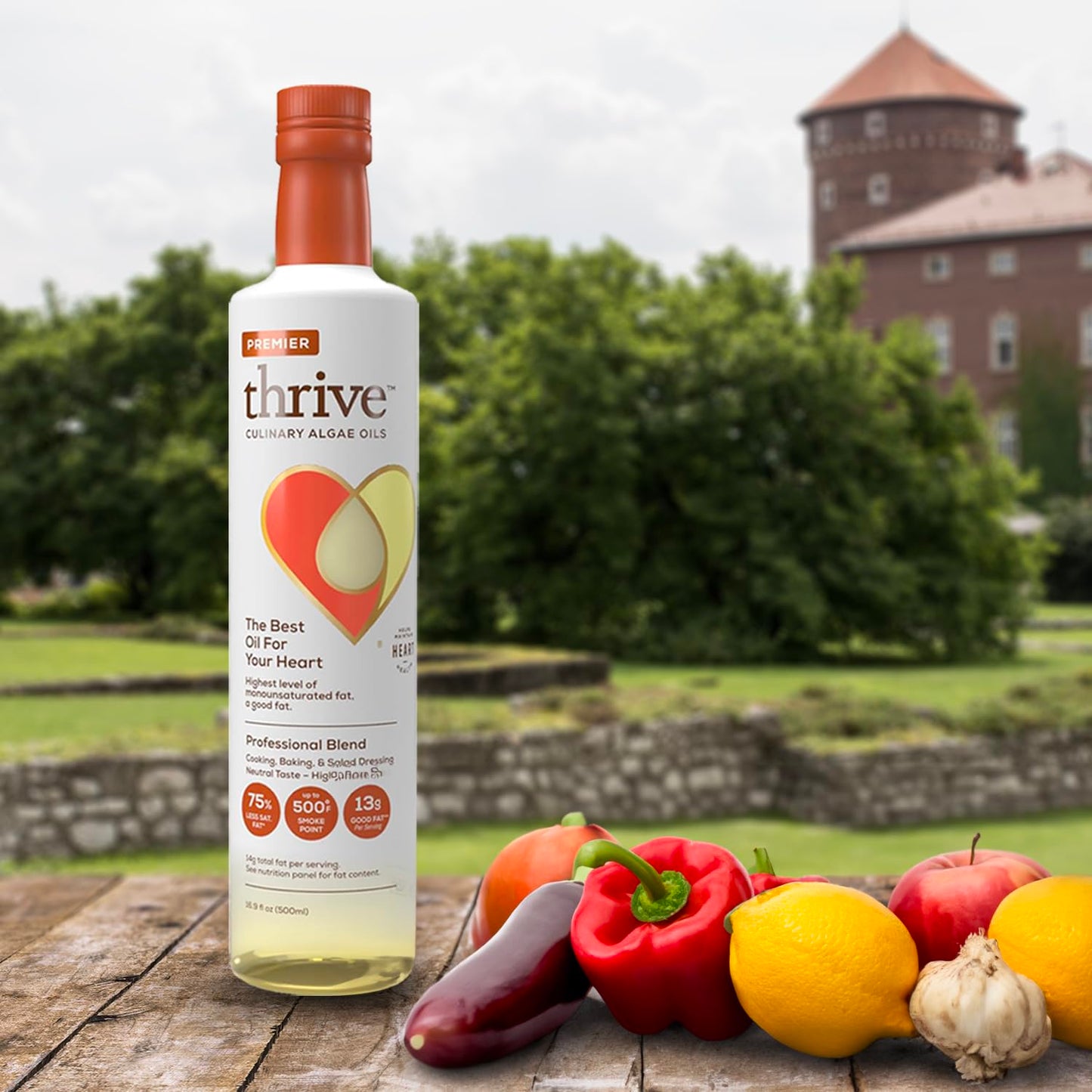Thrive Cooking Oil - Premier Algae Oil Culinary Blend  Heart and Health-Conscious Oil  Rich in Omega-9 Monounsaturated Fat (90%)  Very Low Omega-6  16.9 fl oz  1 Pack