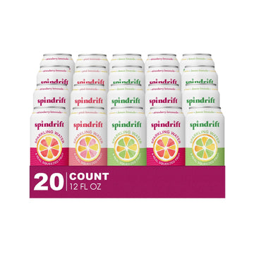 Spindrift Lemonade Collection 20- Pack of Sparkling Water & Real Squeezed Fruit 12 fl oz Can