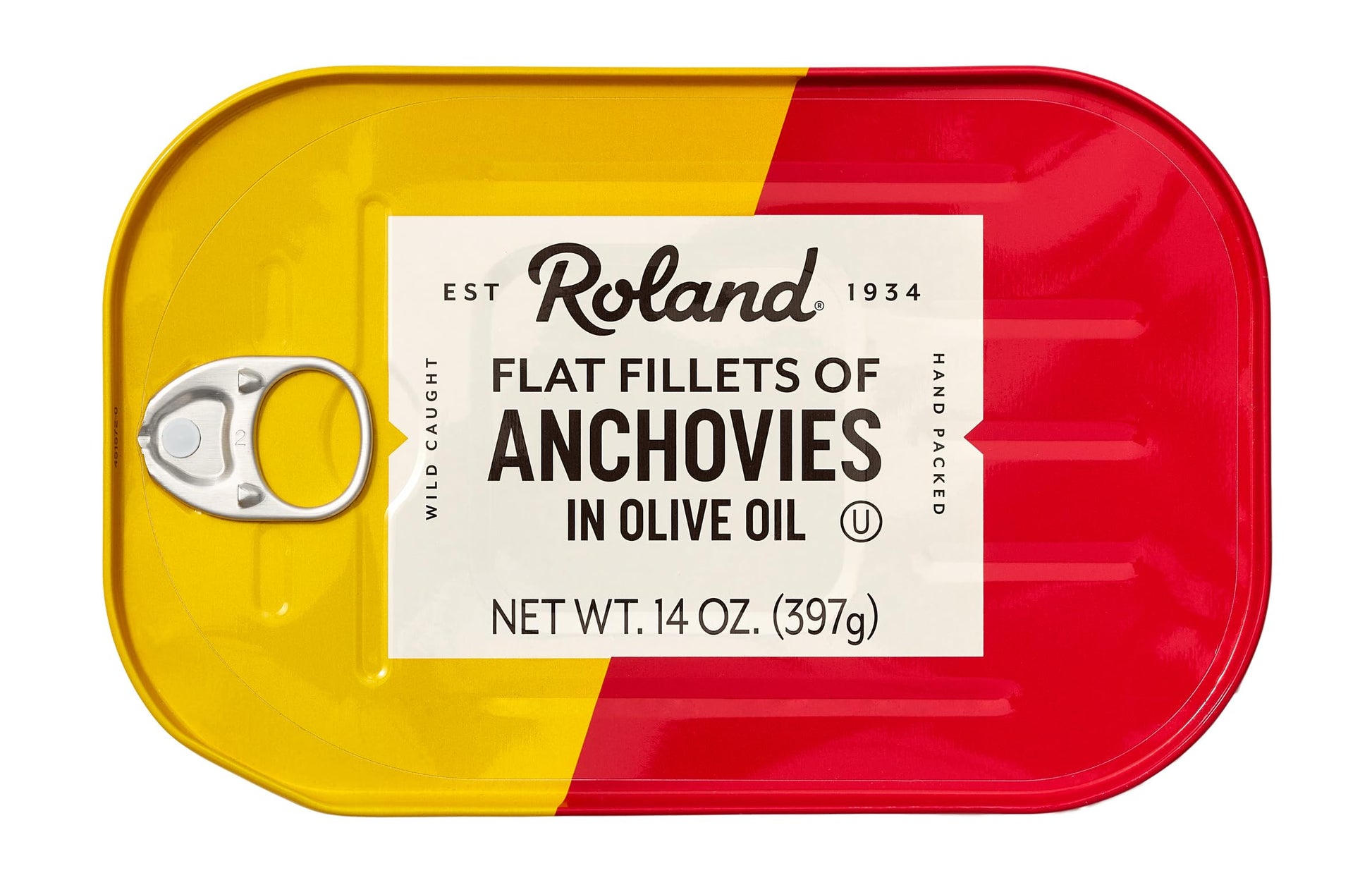 Roland Foods Flat Anchovy Fillets in Olive Oil, Wild Caught, 14 OZ Can, Pack of 2