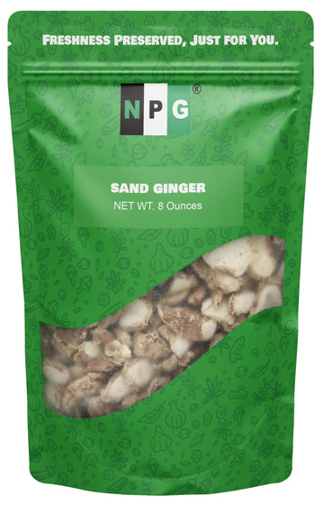 NPG Dried Galangal Root Sand Ginger Sliced 8 Ounce, Natural NON GMO Kulinjan Alpinia Galanga Chinese Galangal Sand Ginger Slices