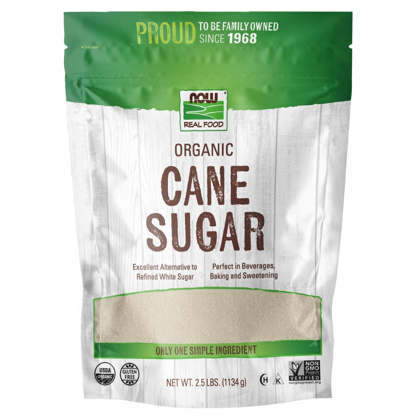 Now Foods, Certified Organic Cane Sugar, Powder From Pure Evaporated Cane Syrup, Excellent Substitute For Refined White Sugar, C