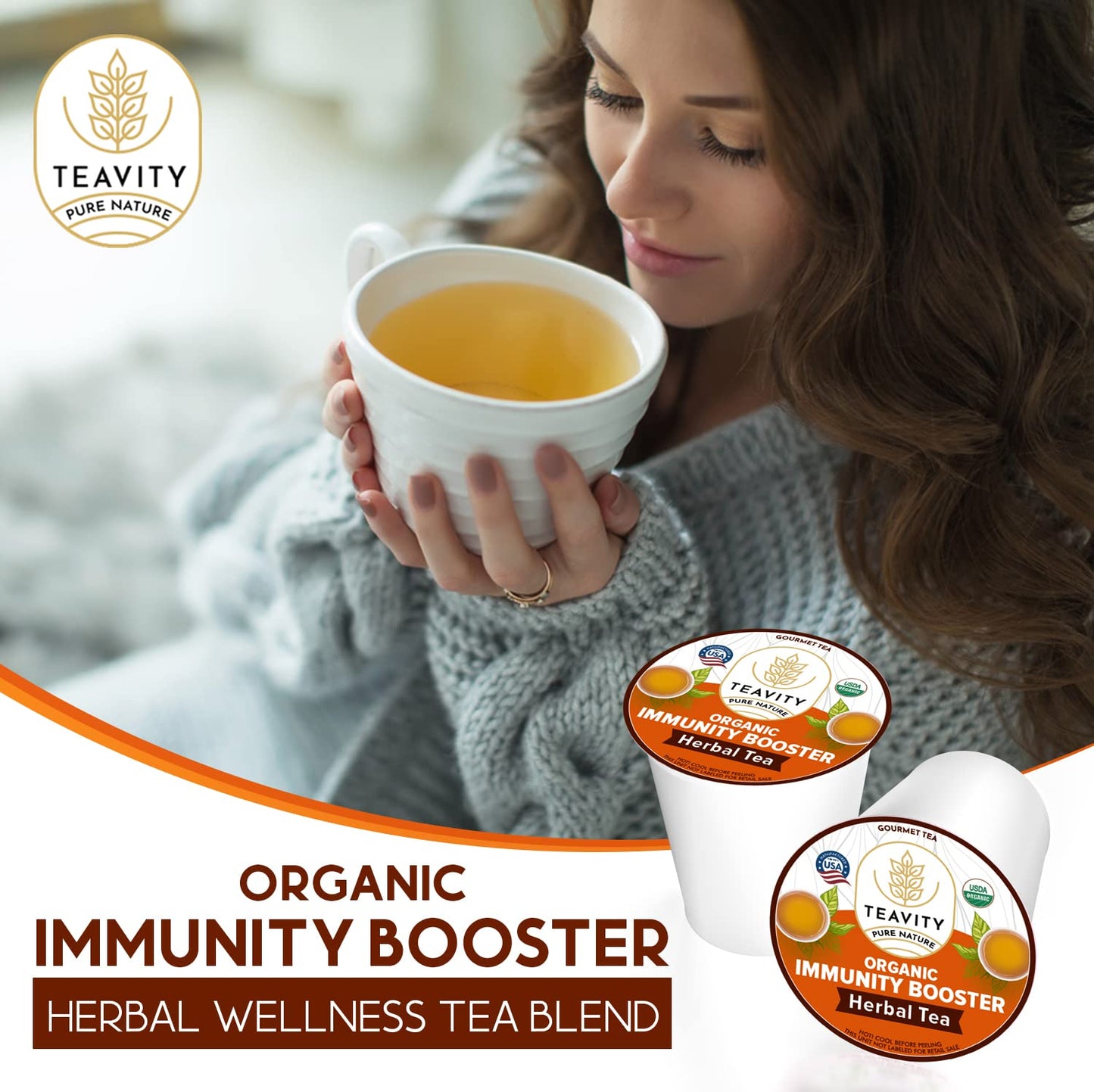 Organic Ginger With Echinacea, Turmeric, And Licorice For Keurig Decaf Tea By Teavity (24 Tea Pods)