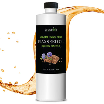 GreenIVe Flax Seed Oil - 100% Pure, Cold Pressed, Vegan, 16 Fl Oz