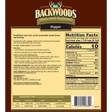 Lem Backwoods Pepper Stick Seasoning With Cure Packet