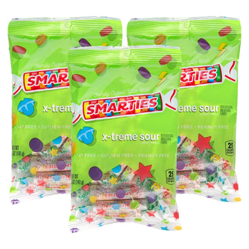 Smarties X-treme Sour Candies - Gluten Free, Peanut Free, Dairy Free Extra Sour Candy - Perfect for Parties, Candy Mixes, & Hall