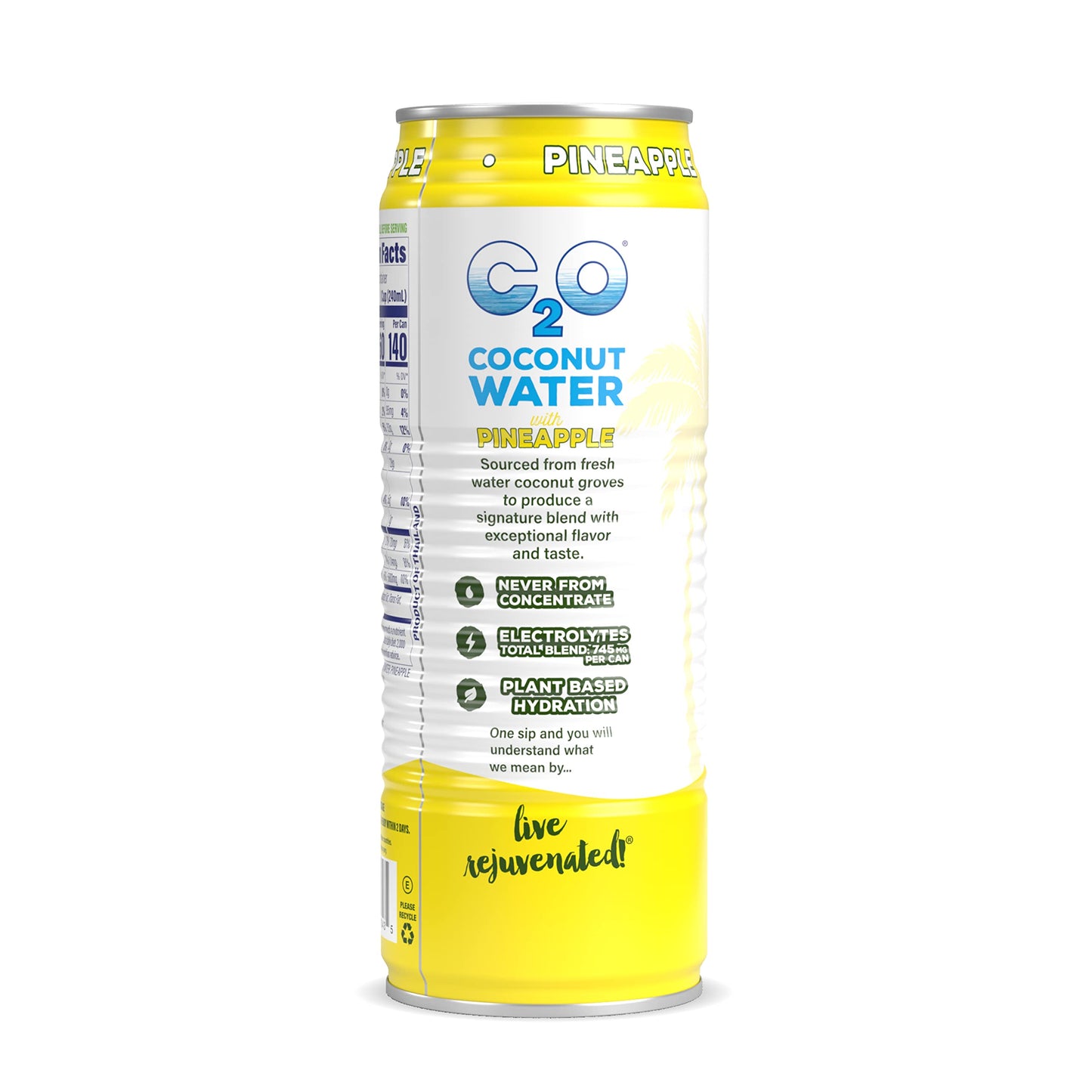 C2O - Coconut Water With Pineapple (12 Pack) - Made With Fresh Coconut Water - Plant Based - Non Gmo - Canned Water - Natural Hydration, Essential Electrolytes, & Potassium - 12 Cans, 17.5 Fl Oz