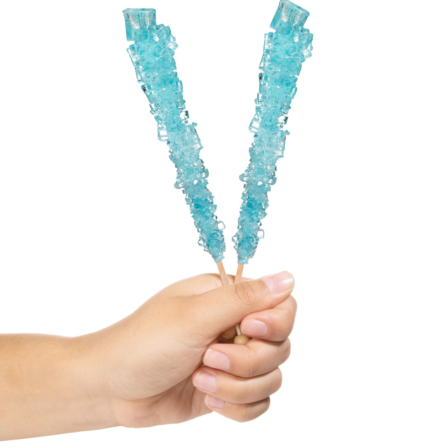 Candy Envy - Light Blue Rock Candy Sugar Sticks - Cotton Candy Flavored - 24 Indiv. Wrapped