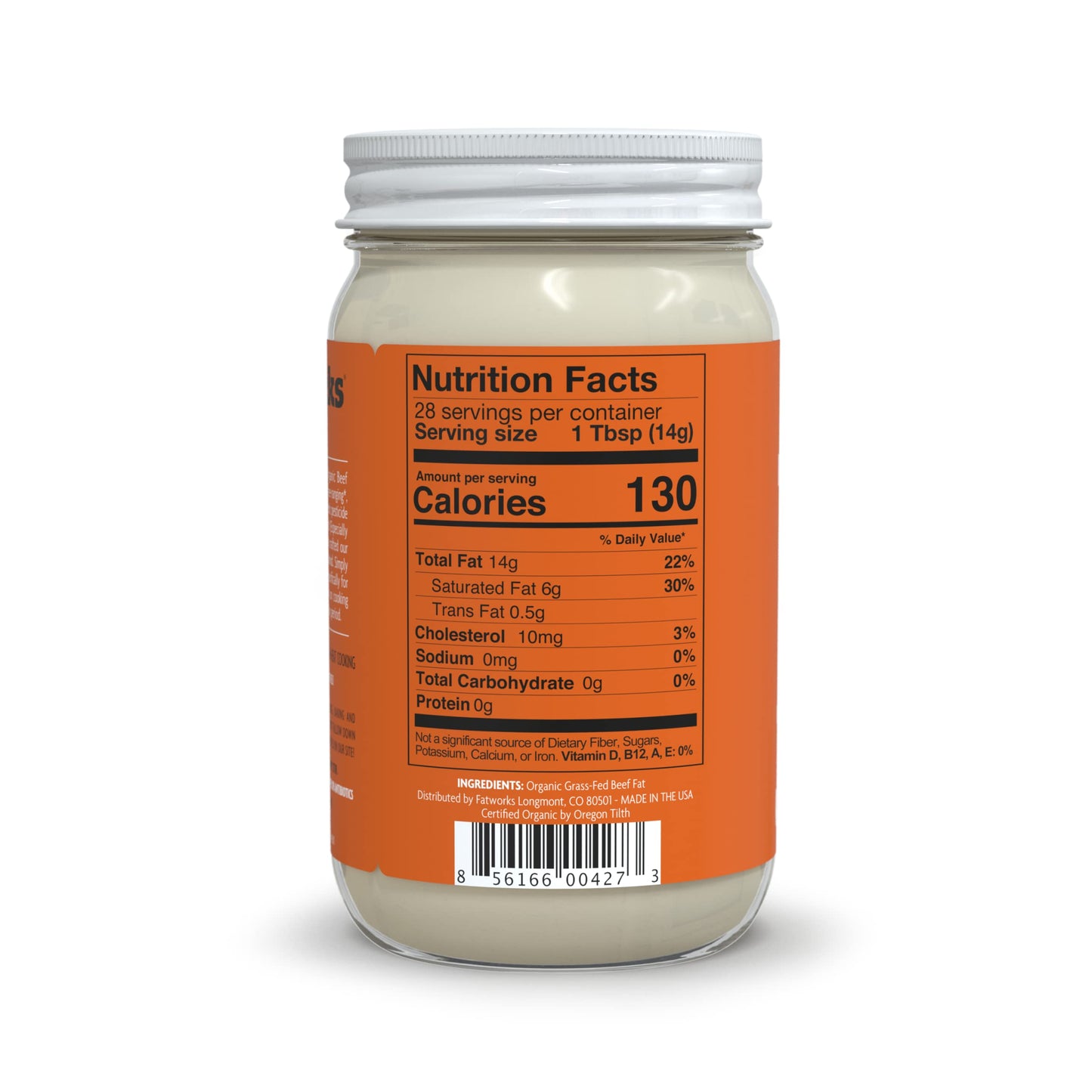 Fatworks Organic Grass-Fed Beef Tallow, Certified Organic Non-Gmo Pasture-Raised Beef Tallow, sourced from several small family