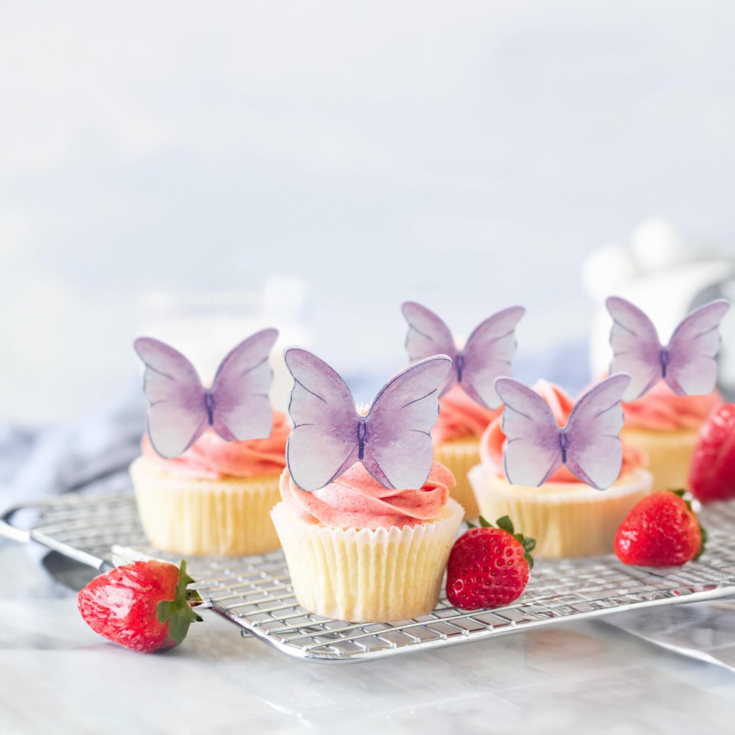 Ephlyn 48Pcs Edible Butterfly Cupcake Toppers Cute 3D Butterfly Cake Picks For Butterfly Theme Baby Shower Bridal Shower Boys Gi