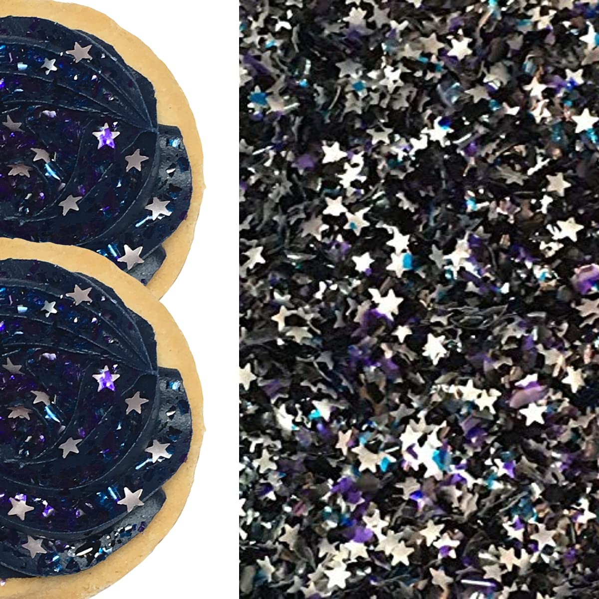 Sprinkle Deco Galaxy Stars Metallic Edible Shimmer Glitter for Cakes and Cupcakes, 0.15 oz Jar
