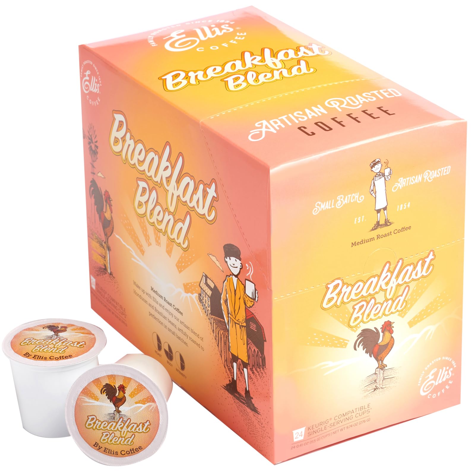 Ellis Coffee - Breakfast Blend - Medium Roast - Single Serve Coffee Pods - 24 Coffee Pods