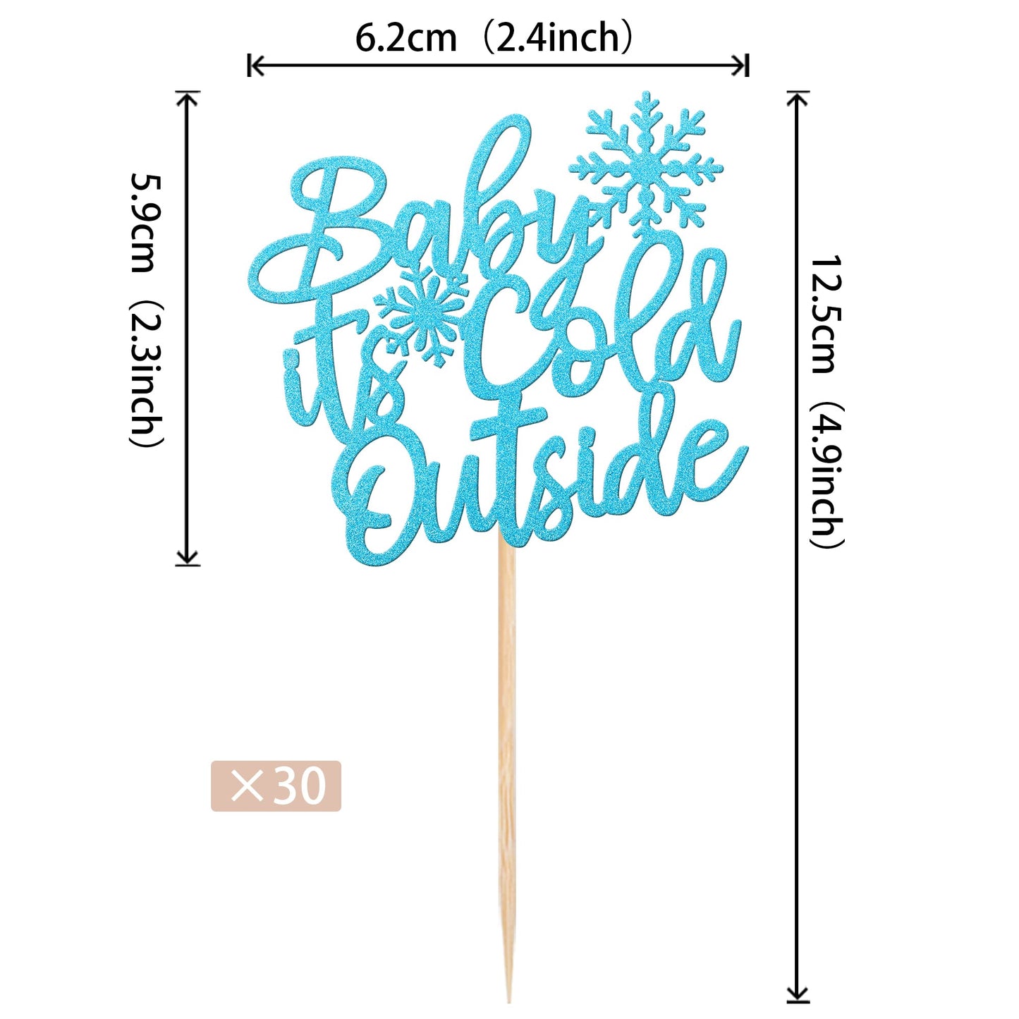 30 Pcs Baby It'S Cold Outside Snowflake Cupcake Toppers Glitter Winter Frozen Theme Cupcake Picks For Winter Wonderland Shower B