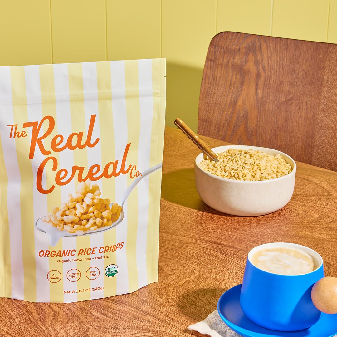 The Real Cereal Company, Organic Brown Rice Crisps Cereal 3-Pack, Zero Sugar, Gluten-Free, Non-Gmo, Made In California