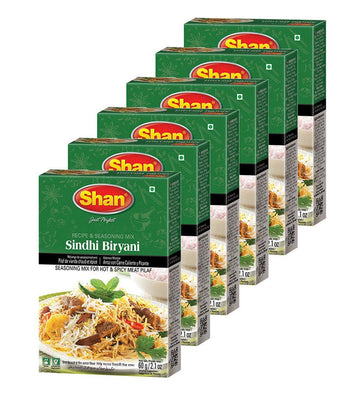 Shan - Sindhi Biryani Seasoning Mix (60G) - Spice Packets For Hot And Spicy Meat Pilaf (Pack Of 6)