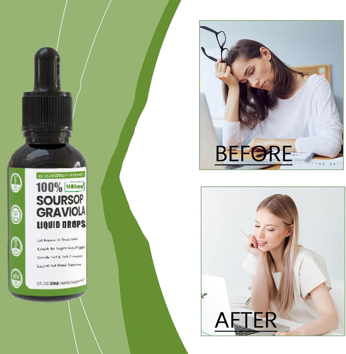 Jteveweu Naturesours 100% Pure Organic Soursop Extract, 100% Pure Organic Soursop Extract, Naturesours Soursop Liquid Drops Herb