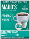 Maud'S Espresso Dark Roast Coffee Pods, 100 Ct | Espress-O Yourself Coffee | 100% Arabica Dark Roast Coffee | Solar Energy Produ