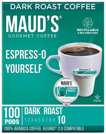 Maud'S Espresso Dark Roast Coffee Pods, 100 Ct | Espress-O Yourself Coffee | 100% Arabica Dark Roast Coffee | Solar Energy Produ