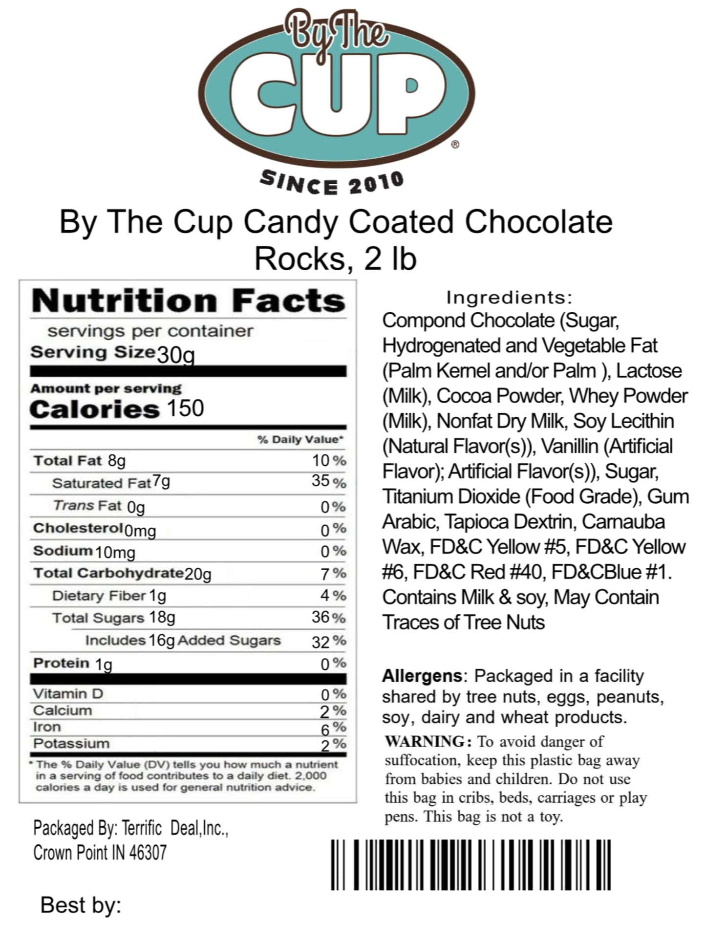 By The Cup Candy Coated Chocolate Rocks, 2 Lb Bulk Bag