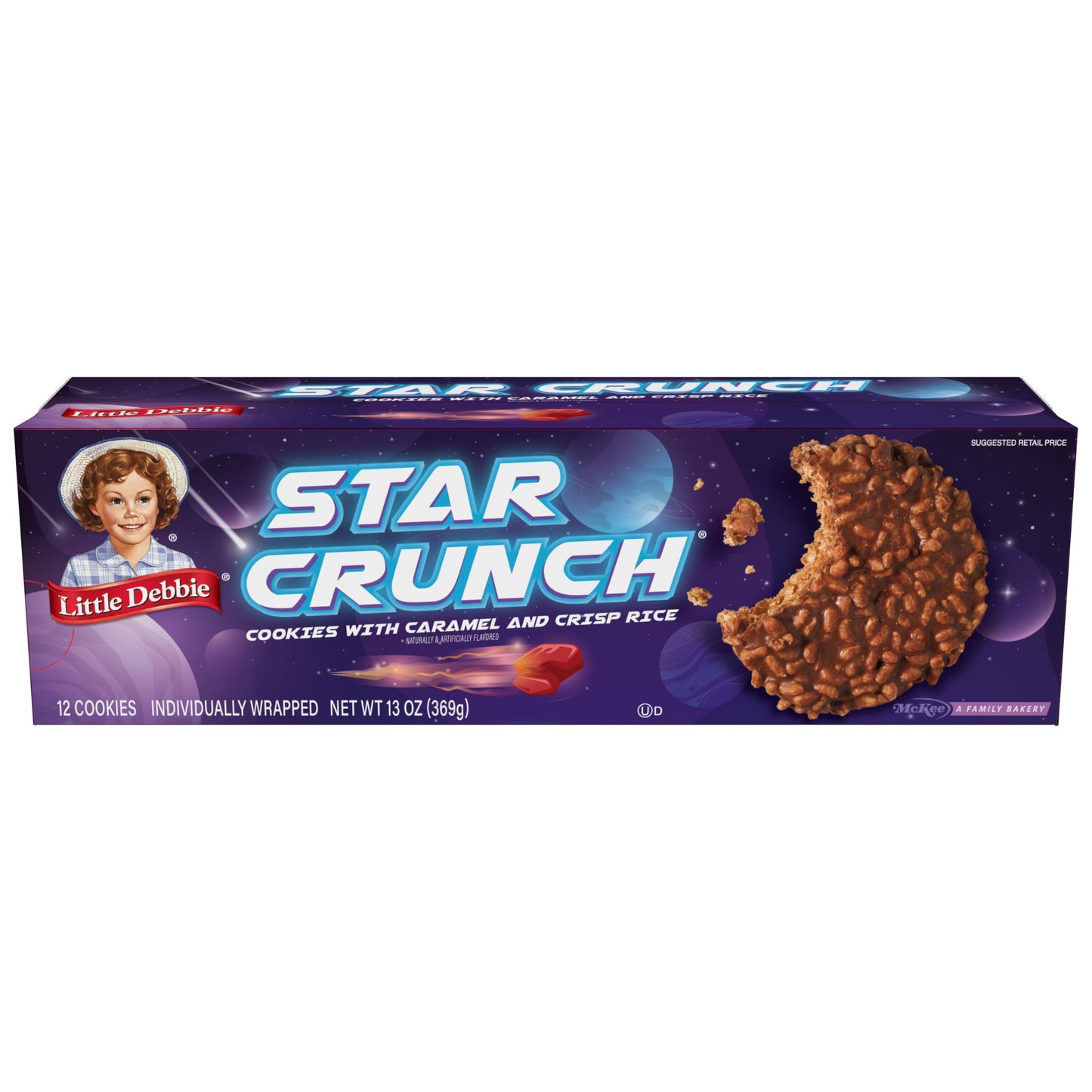 Little Debbie Star Crunch 12 Individually Wrapped Cookies, Chocolate, Caramel and Fudge, 13 Oz