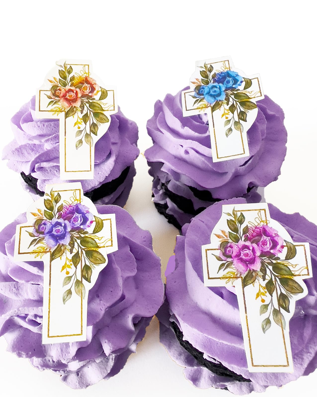 Sugar Robot Edible Easter Cross Decor for Cake Decorating -Edible Crosses for Cupcake Toppers - Easter Cake Toppers - Made in th