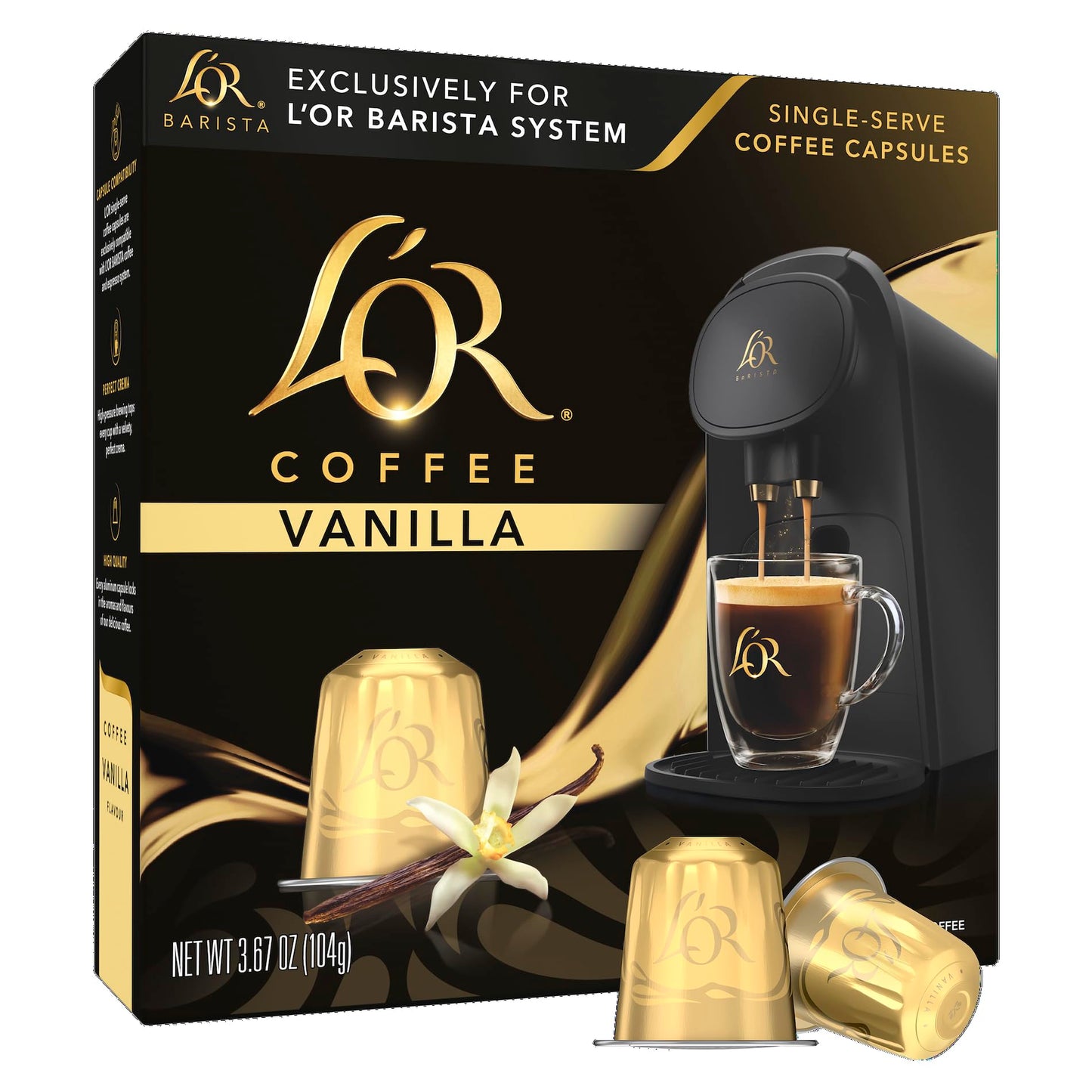 LOR Coffee Pods  10 Count Vanilla Blend  Single-Serve Aluminum Coffee Capsules Compatible with the LOR BARISTA System & *Nespresso Original Machines  10 count (Pack of 1)