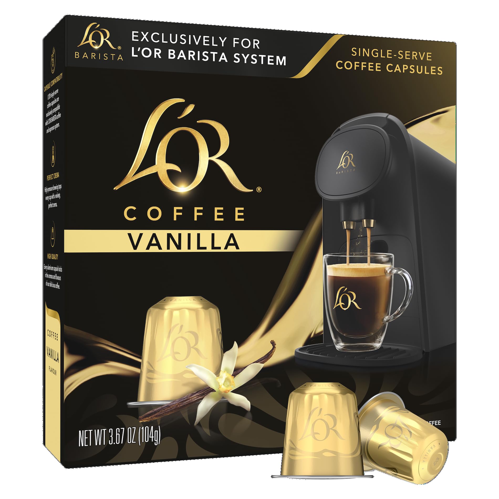 LOR Coffee Pods  10 Count Vanilla Blend  Single-Serve Aluminum Coffee Capsules Compatible with the LOR BARISTA System & *Nespresso Original Machines  10 count (Pack of 1)