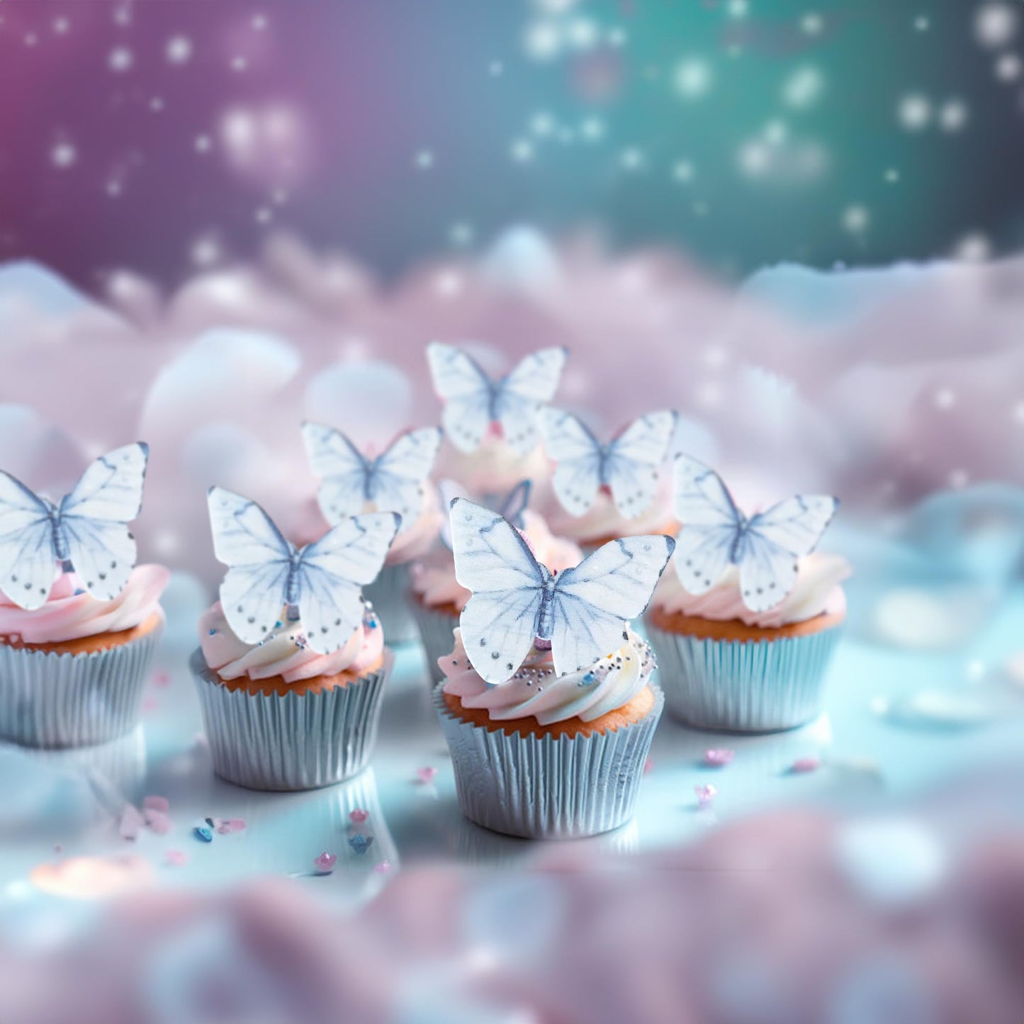Ephlyn 48Pcs Edible Butterfly Cupcake Toppers Butterfly Cupcake Picks Edible Butterfly Cupcake Decorations For Butterfly Theme B
