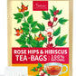 TeeLux Rosehip & Hibiscus Tea Bags, Caffeine Free, Slightly Tart & Fruity, 60 Count