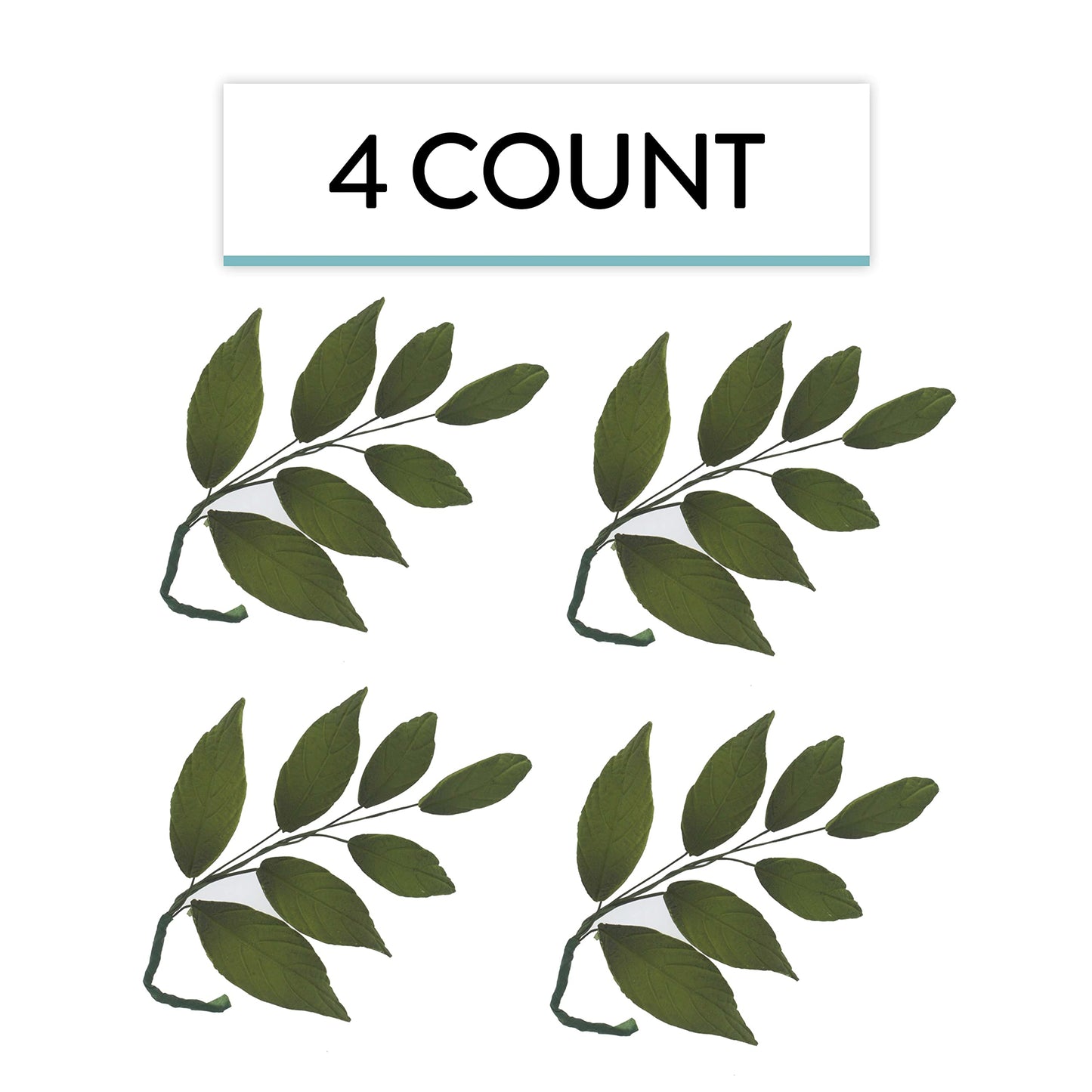 Global Sugar Art Dark Green Leaf Sugar Cake Flower Sprays, 4 Count, Model S-PL-9954