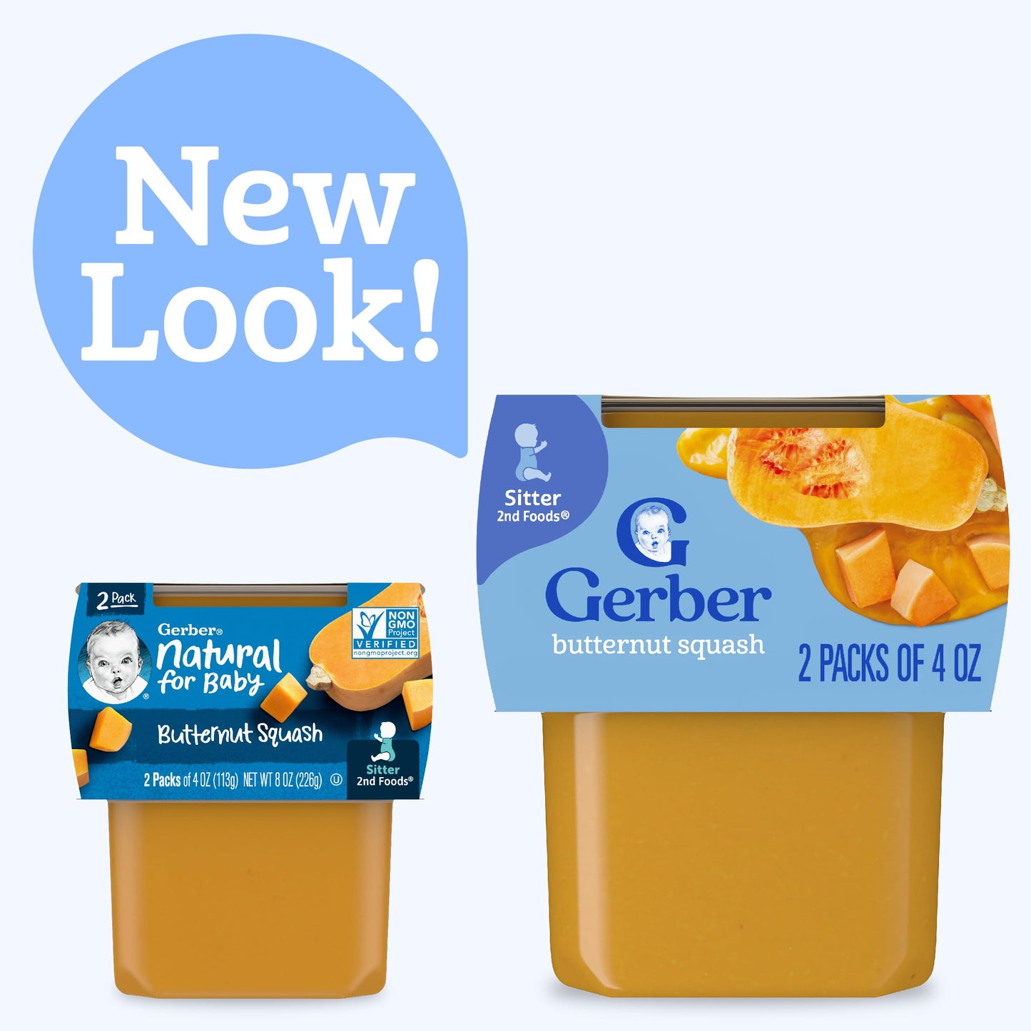 Gerber 2Nd Food Baby Food Butternut Squash Puree, Natural & Non-Gmo, 4 Ounce Tubs, 2-Pack (Pack Of 8)