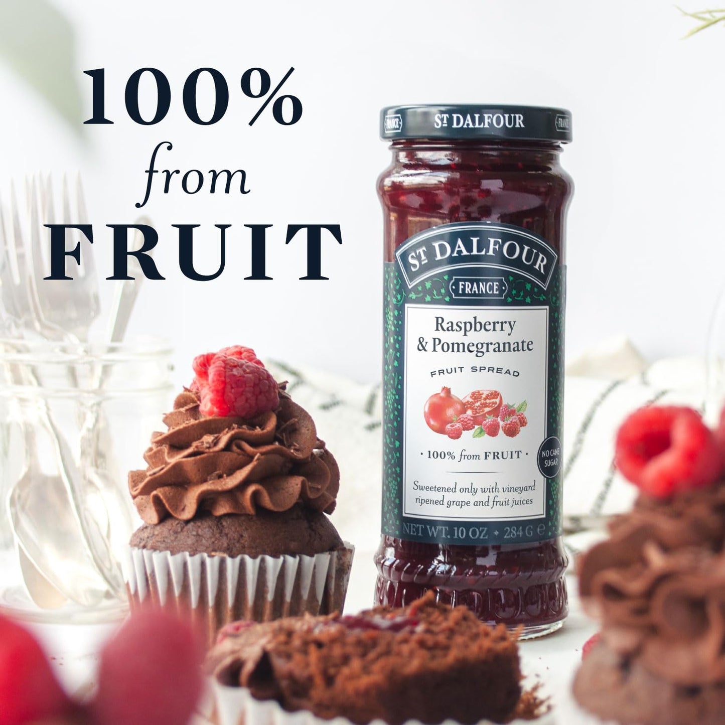St. Dalfour Raspberry & Pomegranate Fruit Spread - 10Oz - 100% From Fruit, No Artificial Ingredients, Non-Gmo, No Cane Sugars, A