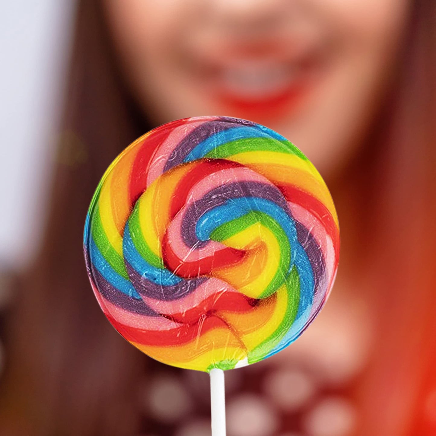 24 Rainbow Lollipops Individually Wrapped Non Broken 12 Large Swirl Lollipop 3  and 12 Large Twisty Pops, Perfect Suckers for Gi