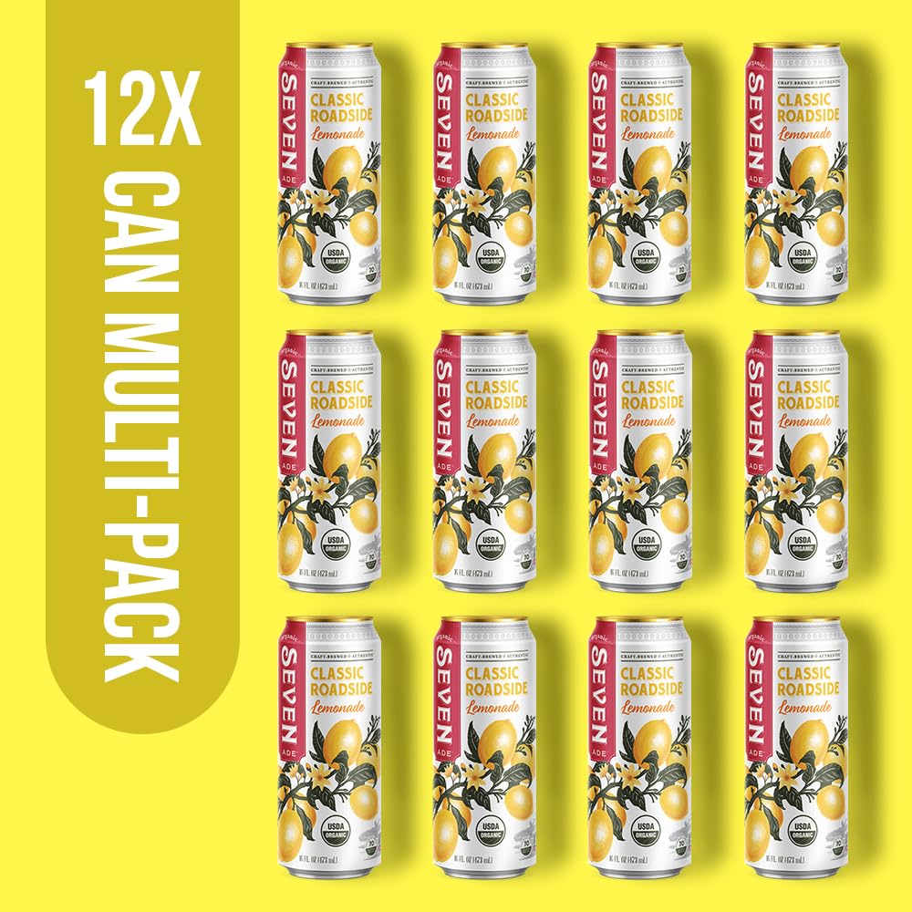 Seven Teas Classic Lemonade, Organic, 16 Fl Oz (Pack of 12 Cans)