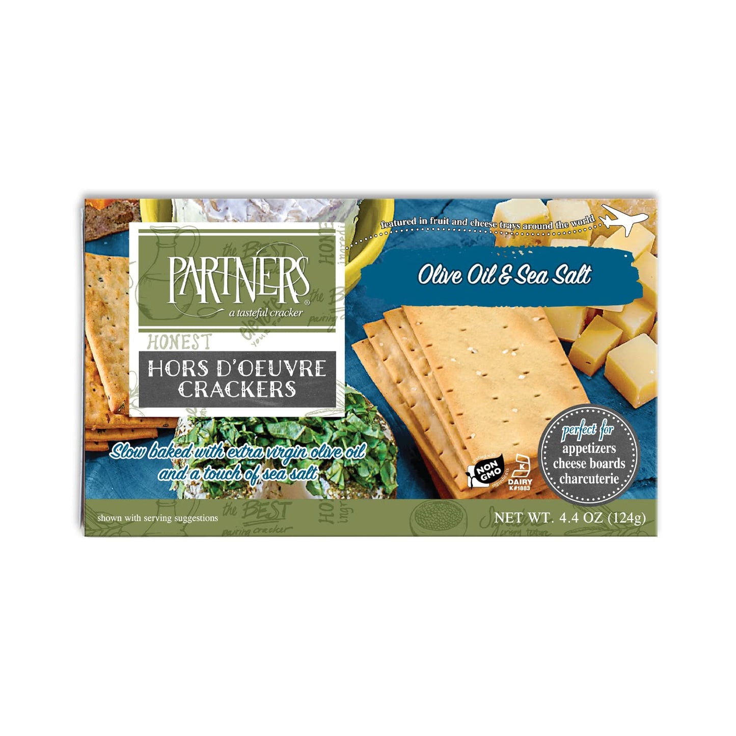 Partners Hors dOeuvre  ers, Olive Oil & Sea Salt, Non-GMO, Kosher, 4.4 Ounce (Pack of 6)