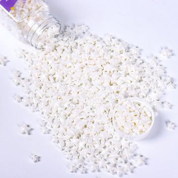 White Sprinkles for Cake Decorating, White Star Sprinkles Perfect for Cupcake Toppers Wedding Party Valentines Halloween Christm