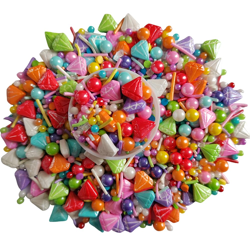 Ephvodi Diamond Sprinkles Rainbow Sprinkles For Cake Decorating, Pastel Jimmies Pearls Sprinkle Mix For Cupcake Toppers, Cookies