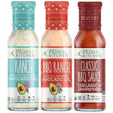Primal Kitchen Master Ranch Dressing & Bbq Sauce 3 Pack - Avocado Oil Classic Ranch Dressing, Avocado Oil Bbq Ranch Dressing, And Classic Bbq Sauce