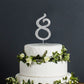 Number Cake Topper 8, Uniideco Silver Rhinestone Premium Metal Bling Bling Cake Decor, Sparkly Happy Birthday Wedding Anniversar