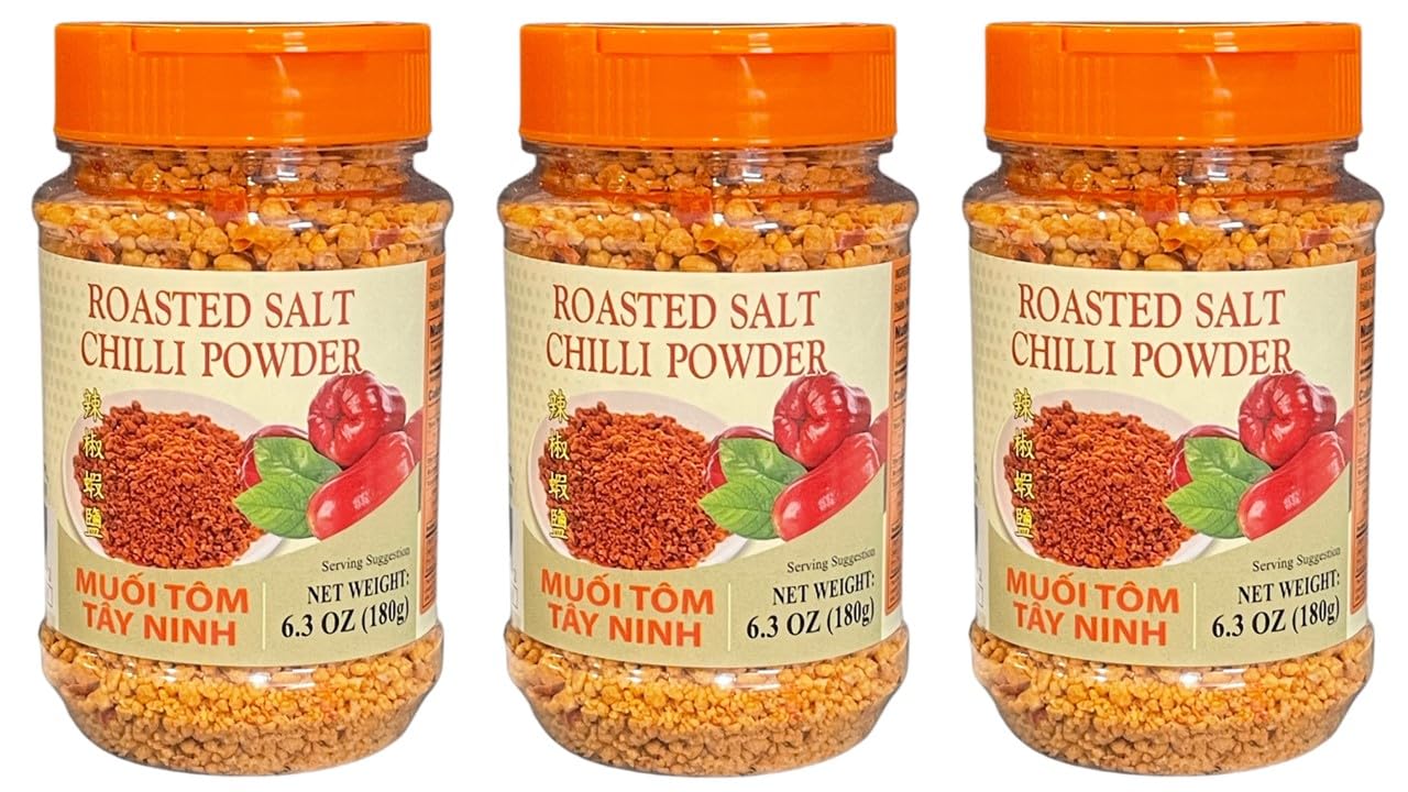 3 Packs - Roasted Shrimp Salt Chili Powder - Muoi Tom - 6.3 Oz per Bottle with 3 Bottles per Order