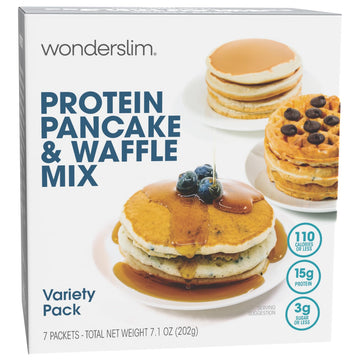Wonderslim Protein Pancake & Waffle Mix, Variety Pack, 12G Protein, Up To 3G Sugar, 5G Fiber (7Ct)