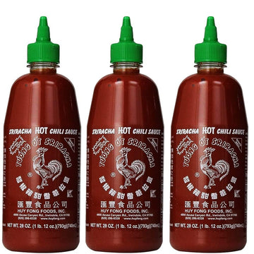 The Original Huy Fong Sriracha, 28 Oz Rooster Sriracha Chili Sauce, Spicy Flavor Hot Sauce W/Chili Pepper, Low Carb Classic Cook