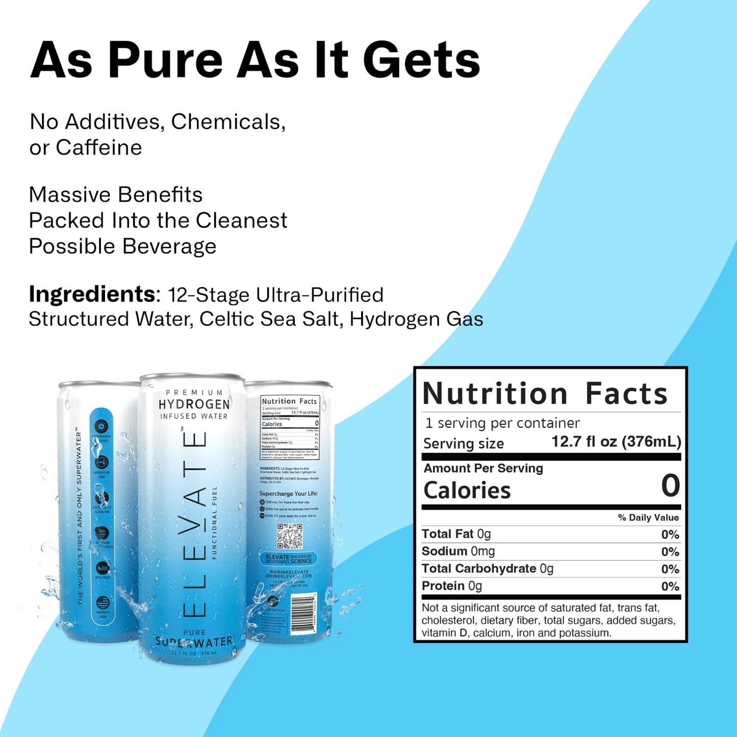ELEVATE SUPERWATER enhanced Hydrogen Water (24 pack). Highest Hydrogen (3-5 PPM) and Lowest -650 ORP. Supports Recovery  Energy  Hydration  Focus  and Endurance. BACKED BY SCIENCE.