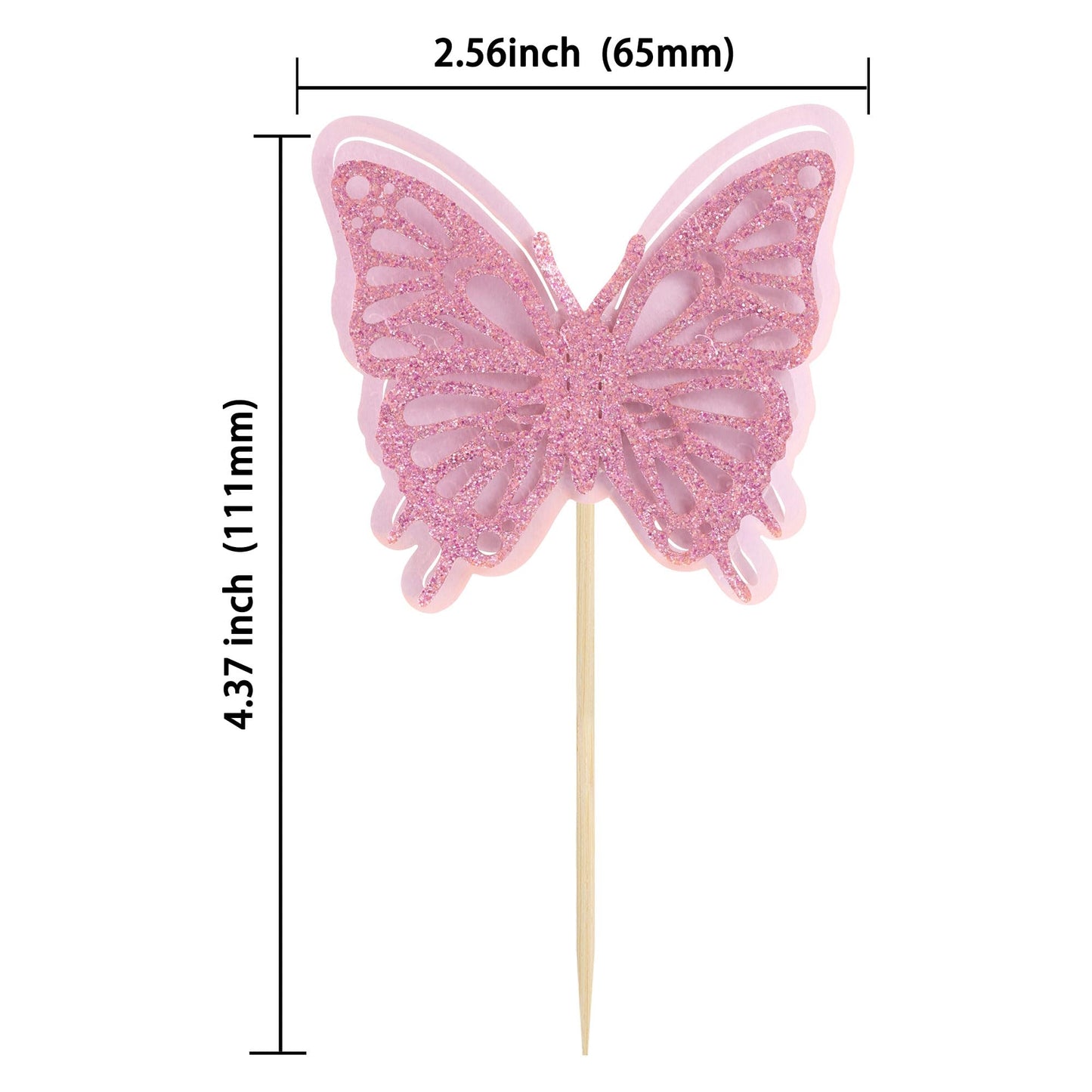 Gyufise 24Pcs Butterfly Cupcake Toppers, 3D Purple Glitter, Paper Decorations for Baby Shower, Kids Birthday, Wedding Party Supply
