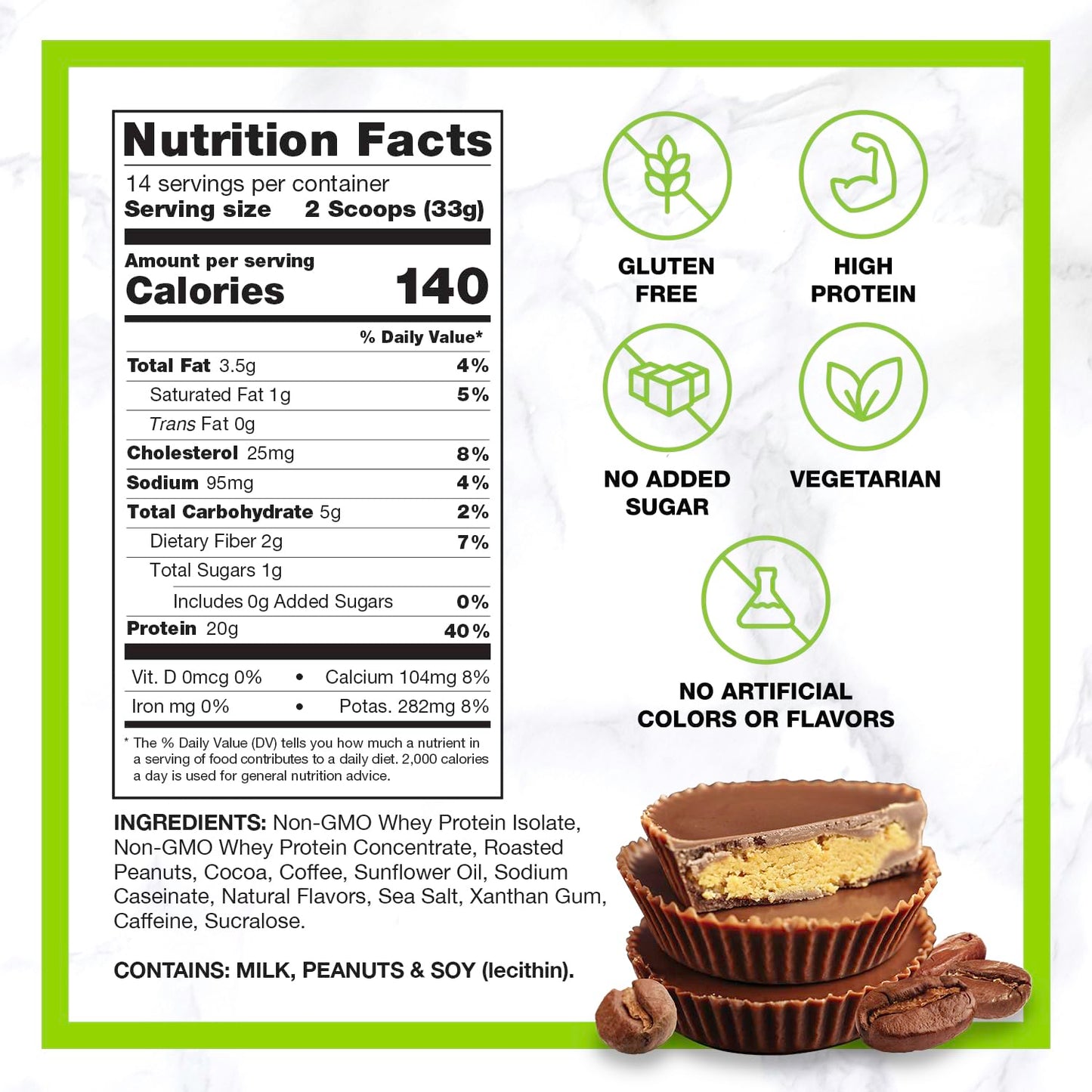 CHIKE High Protein Iced Coffee, 20g Protein, 1g Sugar, Keto Friendly, 14 Servings, Chocolate Peanut Butter, 17.3 Ounce