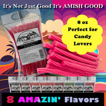 Amish Good Gourmet Licorice Twist Candy - Premium Sweet & Chewy Treat, Watermelon Jumbo Licorice Twist Perfect Snack Under 100 C