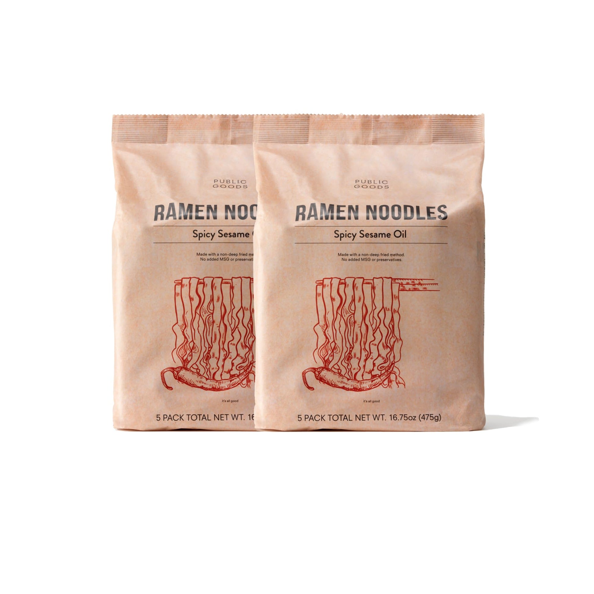Public Goods Ramen Noodles | Brothless Vegan Noodle | All Natural Ingredients | Preservative Free | No Added Msg | Spicy Sesame