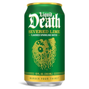 Liquid Death Sparkling Water, Severed Lime Flavor, 12 oz Cans, Pack of 12, Low Sugar, No Artificial Sweeteners