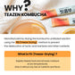TEAZEN Lemon Ginger Kombucha Tea, Probiotics & Postbiotics, Zero Sugar, Low Caffeine, 10 Sticks, 1.76oz