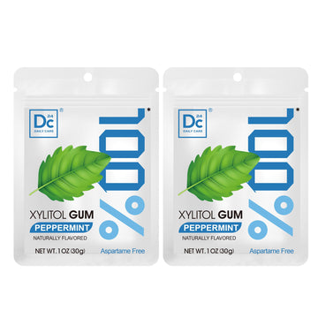 DC24 DAILY CARE 100% Xylitol Gum, Aspartame Free, Sugar Free Peppermint Chewing Gum, Natural Flavors, Gluten Free, Vegan, 20 Pie