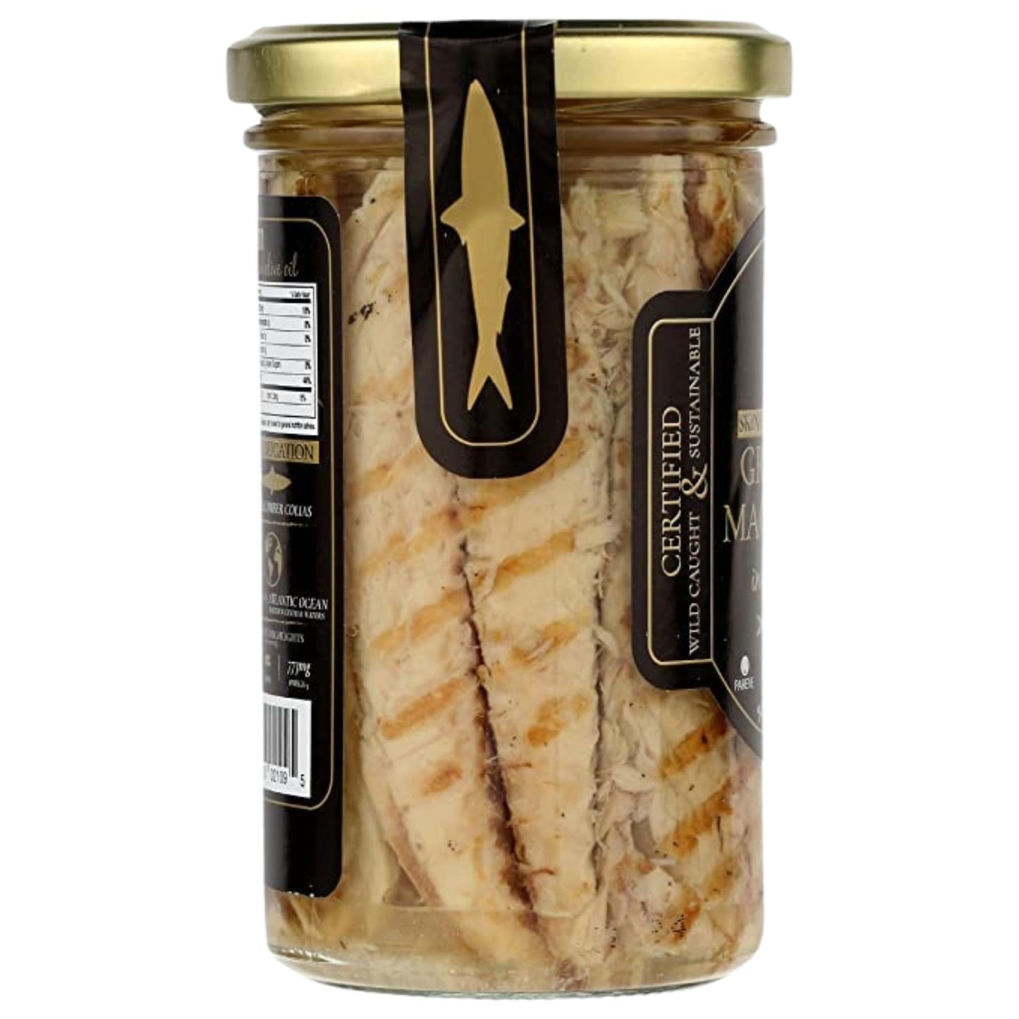 SEASON Grilled Mackerel Fillets in Olive Oil, Wild Caught, Skinless & Boneless, 22g Protein, 9.17 Oz Glass Jar
